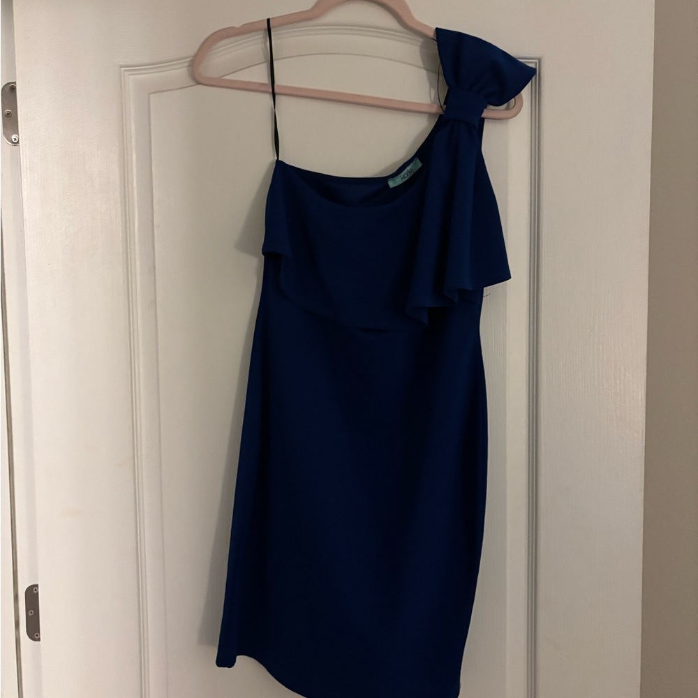 Karlie Blue Asymmetrical Ruffled Cocktail Dress